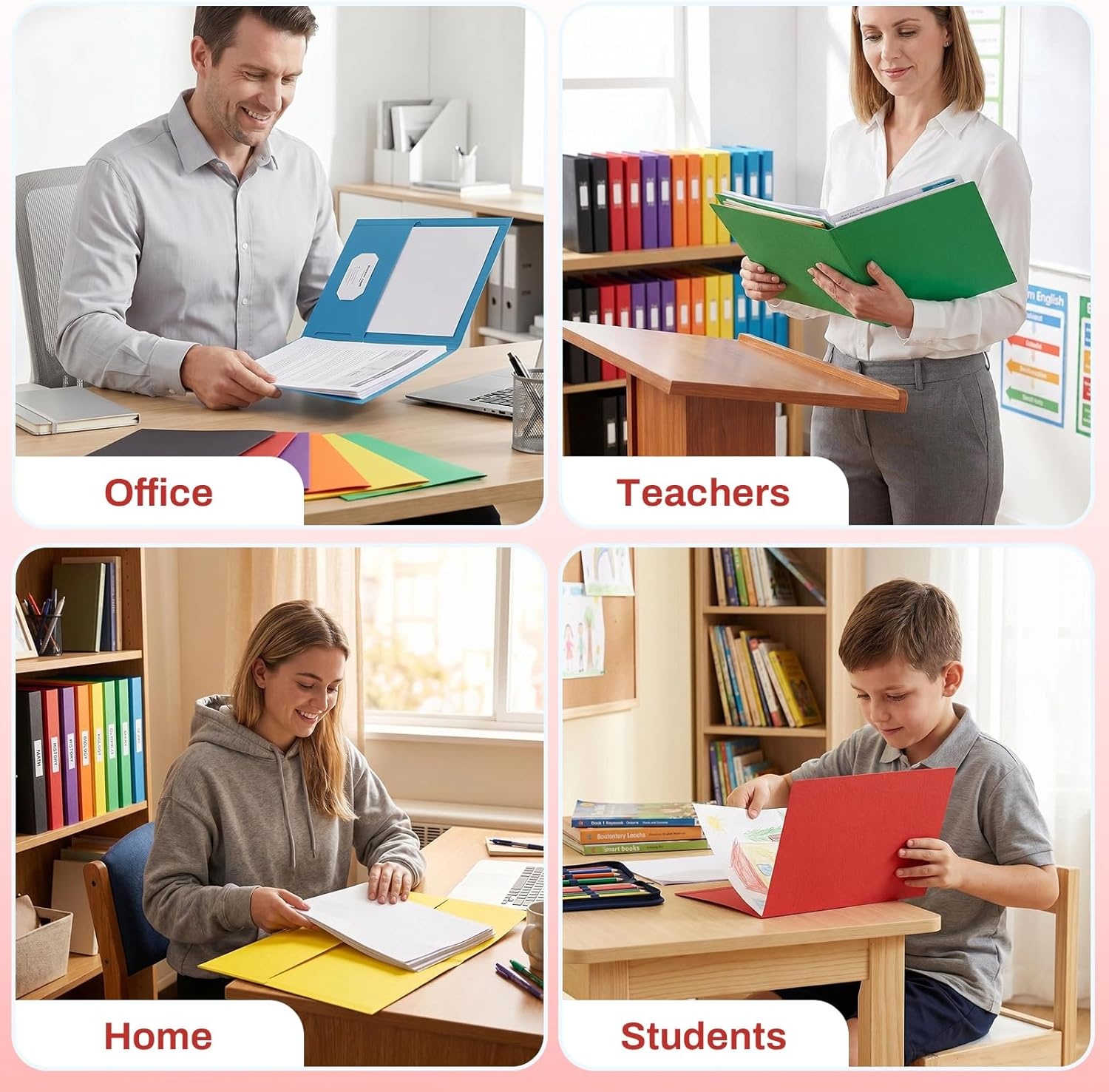 image:imageSUNEE Folders with Pockets125 Pack Red 2 Pocket Folders Fit Letter Size Paper Paper File Folder for School Office Home BusinessRed