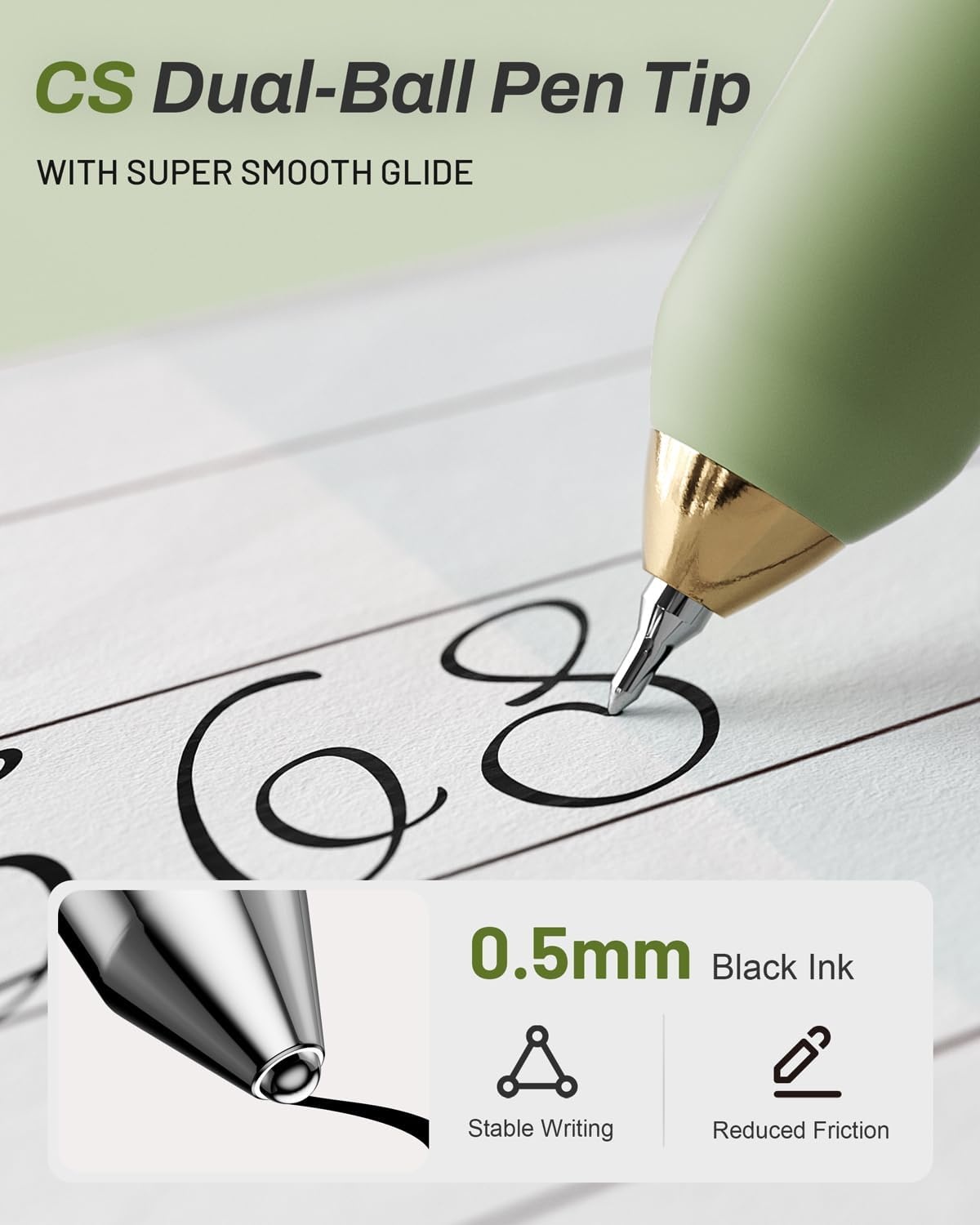 image:imageSUNEE Gel Pens 6 Pack 05mm Pens Fine Point Smooth Writing Pens with QuickDry Black Ink Cute Aesthetic School Office NoteTaking Pens for Journaling VintageGreen