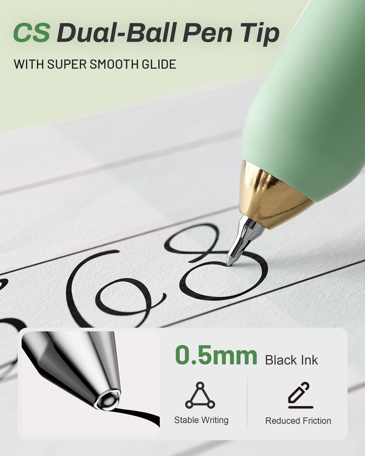 image:imageSUNEE Gel Pens 6 Pack 05mm Pens Fine Point Smooth Writing Pens with QuickDry Black Ink Cute Aesthetic School Office NoteTaking Pens for Journaling VintageLight Green