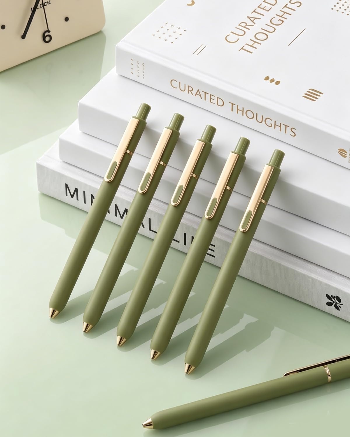 image:imageSUNEE Gel Pens 6 Pack 05mm Pens Fine Point Smooth Writing Pens with QuickDry Black Ink Cute Aesthetic School Office NoteTaking Pens for Journaling VintageGreen