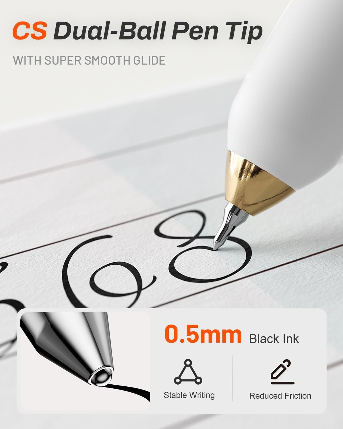 image:imageSUNEE Gel Pens 6 Pack 05mm Pens Fine Point Smooth Writing Pens with QuickDry Black Ink Cute Aesthetic School Office NoteTaking Pens for Journaling VintageWhite