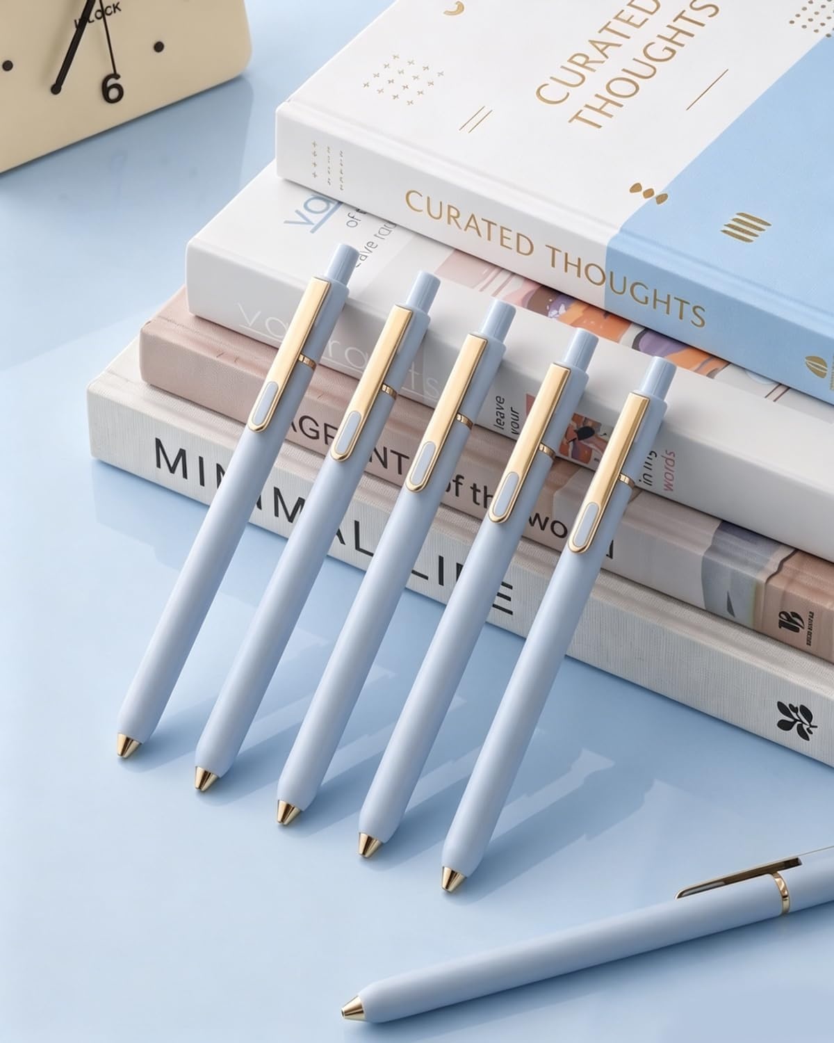 image:imageSUNEE Gel Pens 6 Pack 05mm Pens Fine Point Smooth Writing Pens with QuickDry Black Ink Cute Aesthetic School Office NoteTaking Pens for Journaling VintageBlue