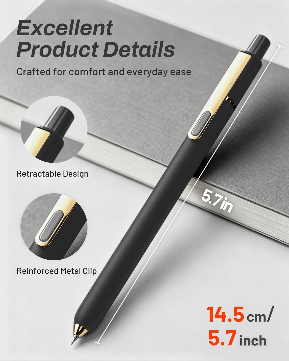 image:imageSUNEE Gel Pens 6 Pack 05mm Pens Fine Point Smooth Writing Pens with QuickDry Black Ink Cute Aesthetic School Office NoteTaking Pens for Journaling VintageBlack