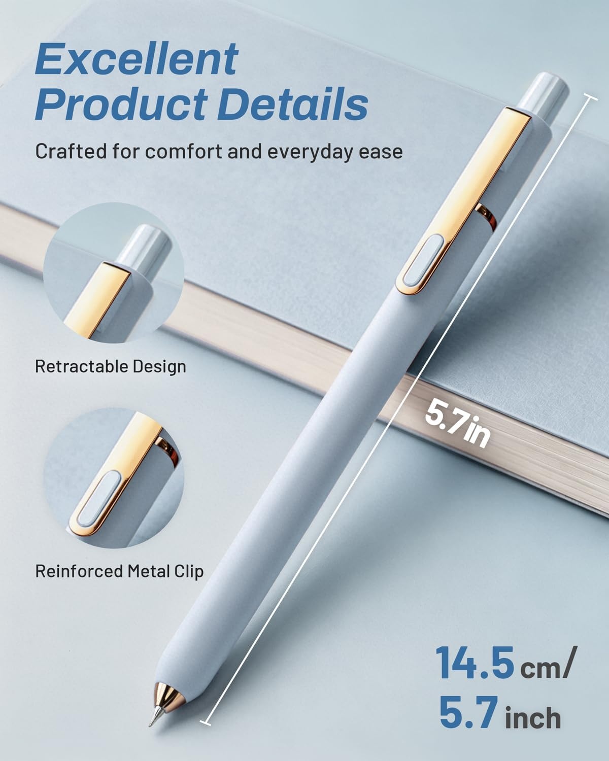 image:imageSUNEE Gel Pens 6 Pack 05mm Pens Fine Point Smooth Writing Pens with QuickDry Black Ink Cute Aesthetic School Office NoteTaking Pens for Journaling VintageBlue