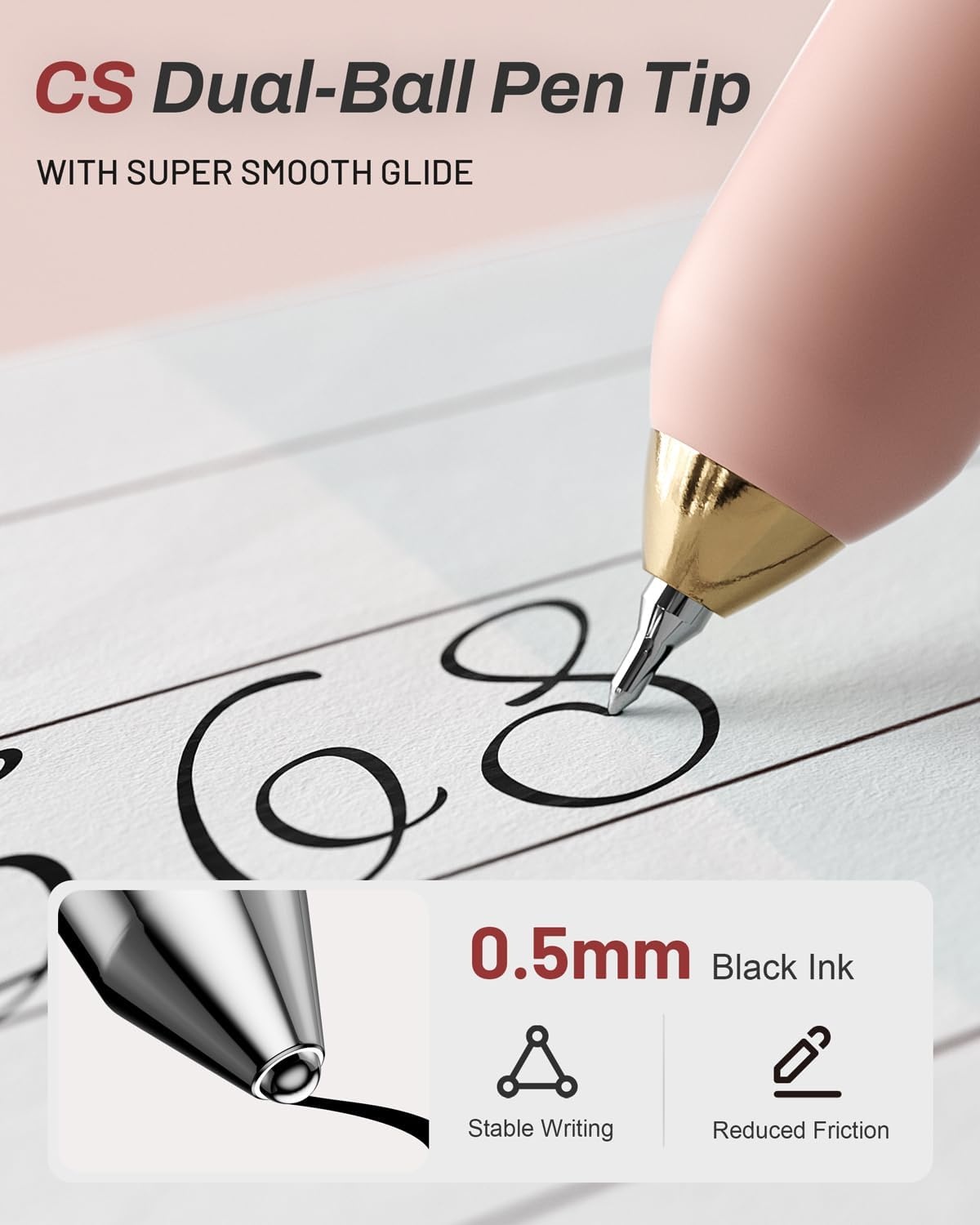 image:imageSUNEE Gel Pens 6 Pack 05mm Pens Fine Point Smooth Writing Pens with QuickDry Black Ink Cute Aesthetic School Office NoteTaking Pens for Journaling VintagePink