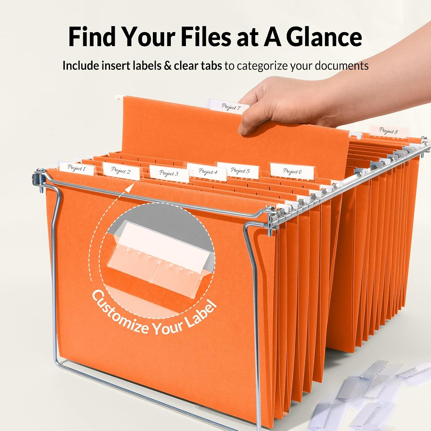 image:imageSUNEE Hanging File Folders 25 Pack Letter Size Hanging File Folders with 15Cut Tabs Ideal for Home and Office Organization and Papers ClassificationOrangeOrange
