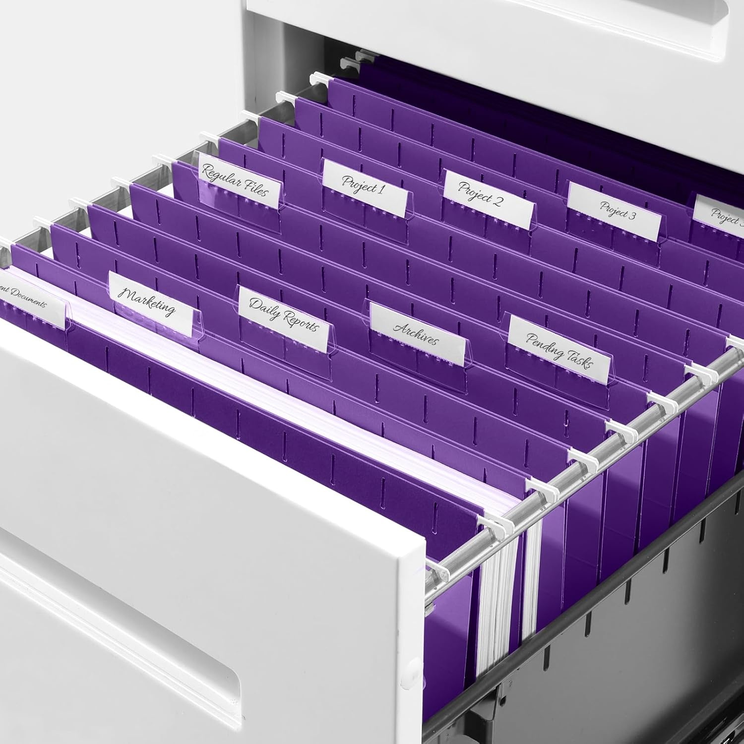 image:imageSUNEE Hanging File Folders 25 Pack Letter Size Hanging File Folders with 15Cut Tabs Ideal for Home and Office Organization and Papers ClassificationOrangePurple