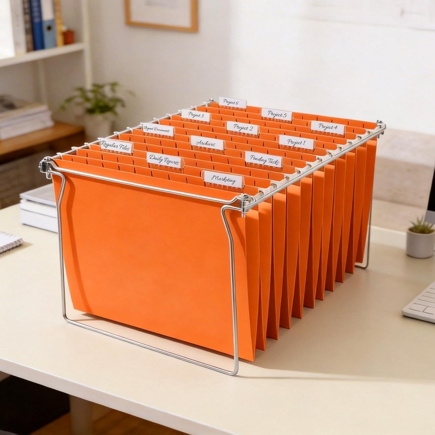 image:imageSUNEE Hanging File Folders 25 Pack Letter Size Hanging File Folders with 15Cut Tabs Ideal for Home and Office Organization and Papers ClassificationOrangeOrange