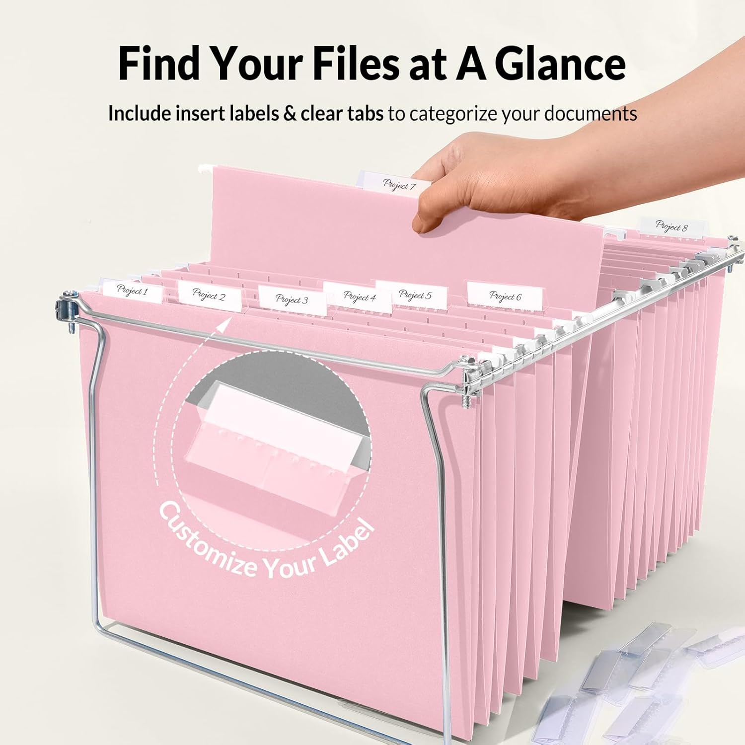 image:imageSUNEE Hanging File Folders 25 Pack Letter Size Hanging File Folders with 15Cut Tabs Ideal for Home and Office Organization and Papers ClassificationOrangePink