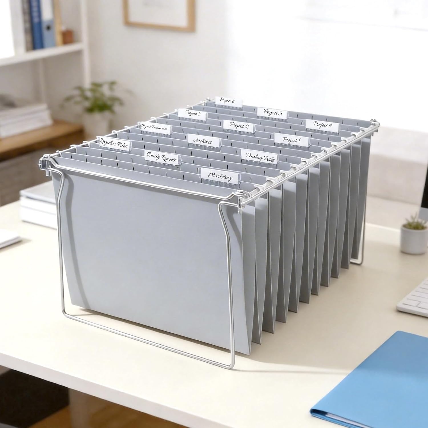 image:imageSUNEE Hanging File Folders 25 Pack Letter Size Hanging File Folders with 15Cut Tabs Ideal for Home and Office Organization and Papers ClassificationOrangeGray