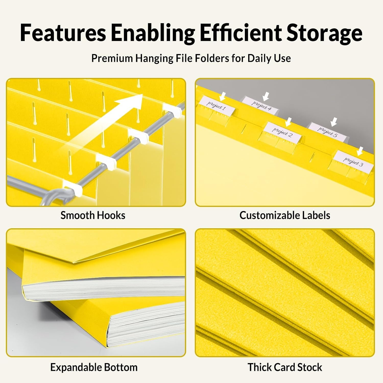 image:imageSUNEE Hanging File Folders 25 Pack Letter Size Hanging File Folders with 15Cut Tabs Ideal for Home and Office Organization and Papers ClassificationOrangeYellow
