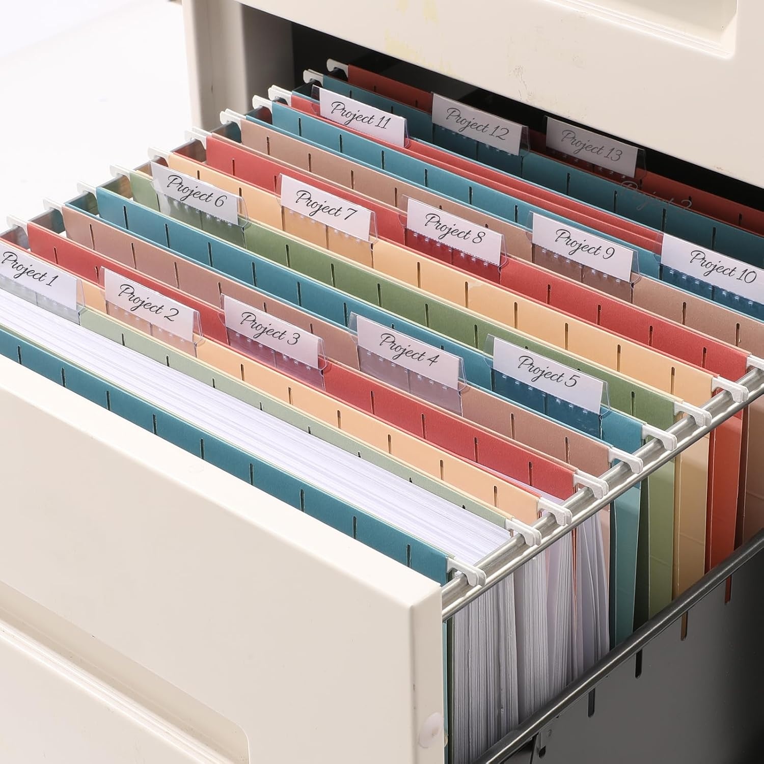 image:imageSUNEE Hanging File Folders 25 Pack Letter Size Hanging File Folders with 15Cut Tabs Ideal for Home and Office Organization and Papers ClassificationOrangeRetro Colors