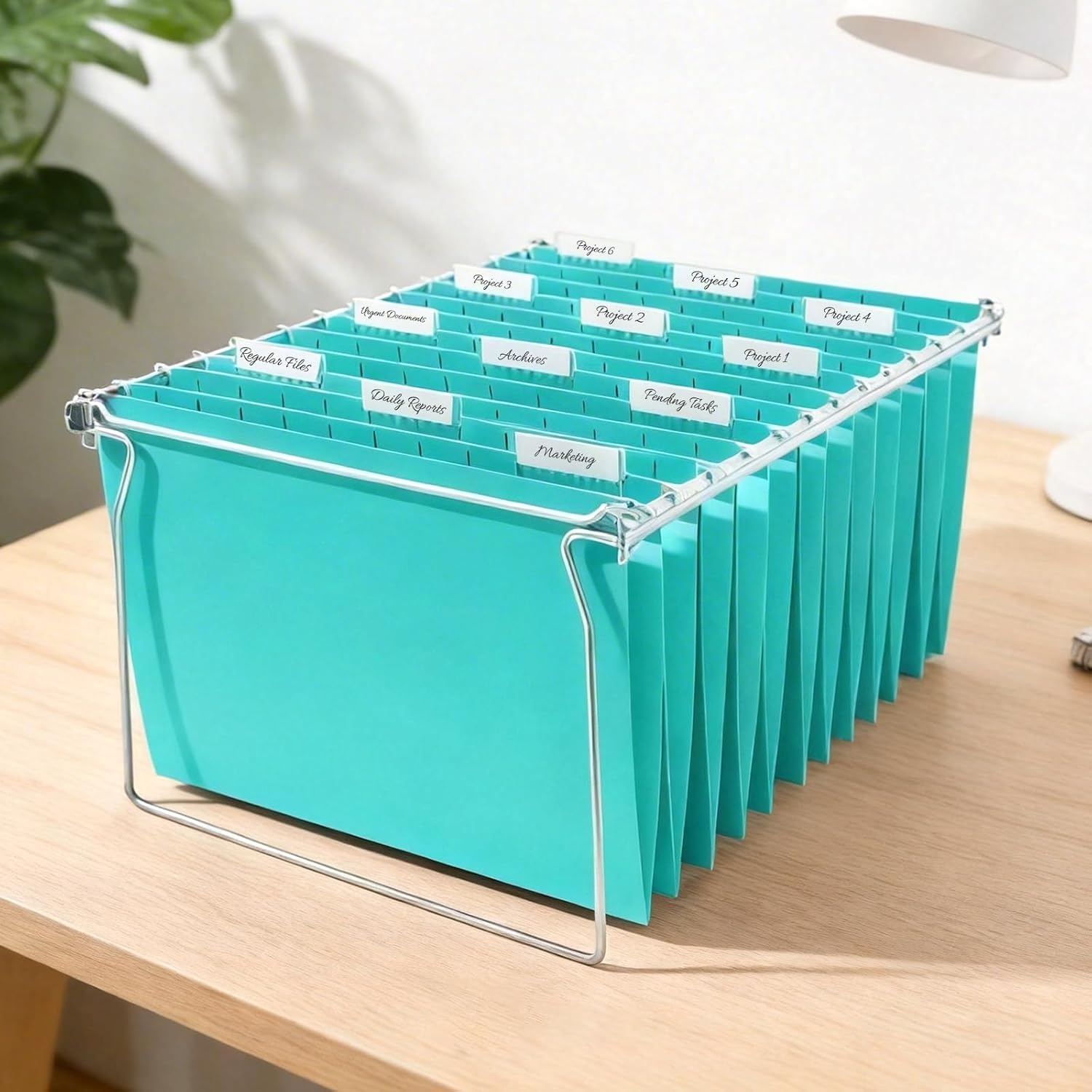 image:imageSUNEE Hanging File Folders 25 Pack Letter Size Hanging File Folders with 15Cut Tabs Ideal for Home and Office Organization and Papers ClassificationOrangeTeal