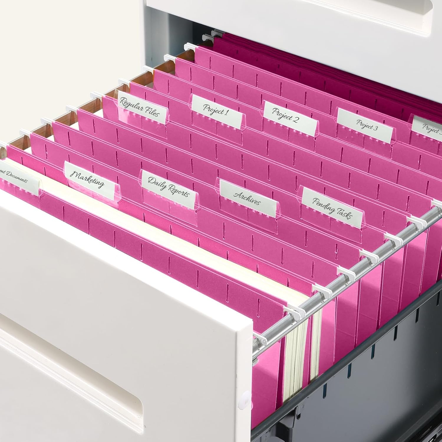 image:imageSUNEE Hanging File Folders 25 Pack Letter Size Hanging File Folders with 15Cut Tabs Ideal for Home and Office Organization and Papers ClassificationOrangeBright Neon Pink