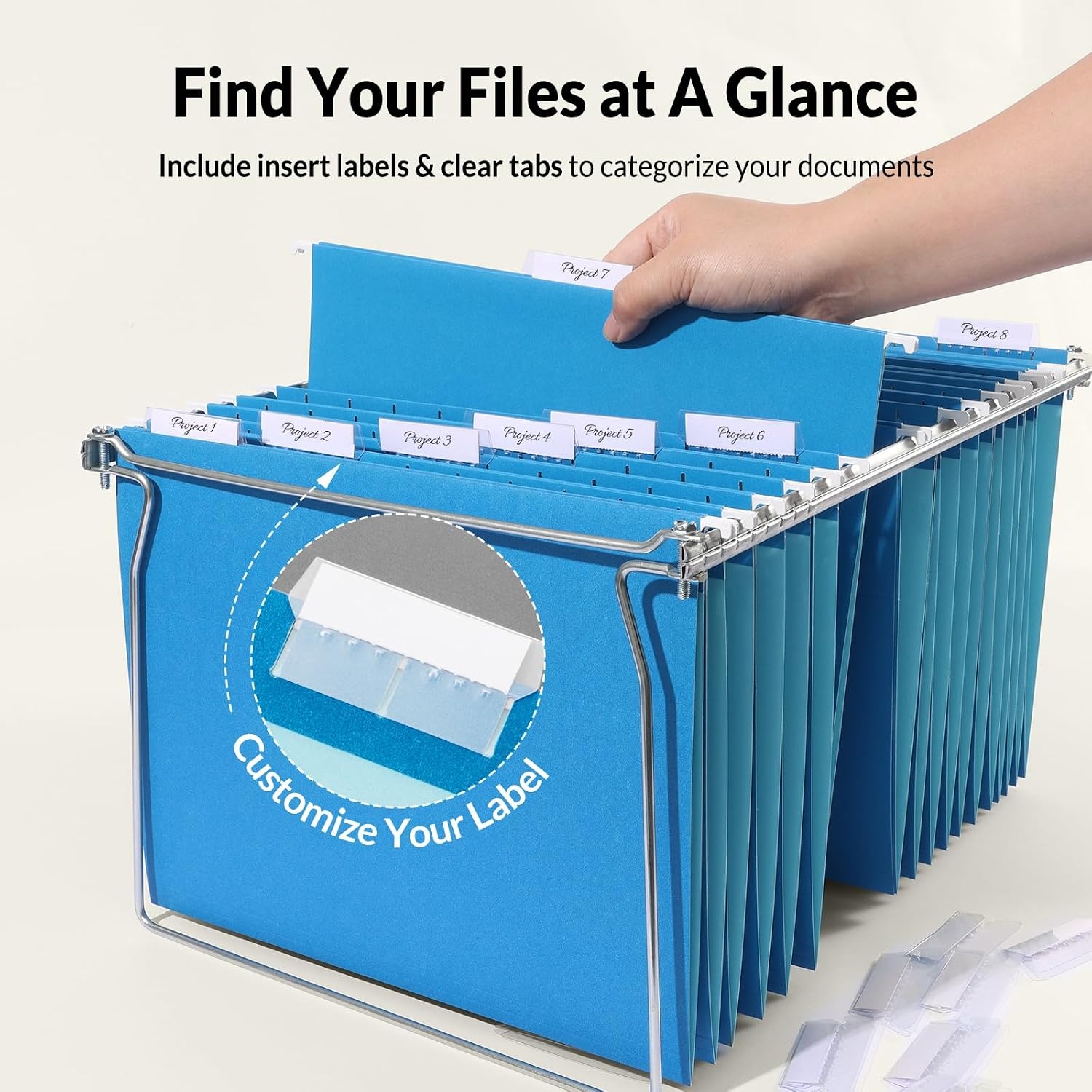 image:imageSUNEE Hanging File Folders 25 Pack Letter Size Hanging File Folders with 15Cut Tabs Ideal for Home and Office Organization and Papers ClassificationOrangeBlue
