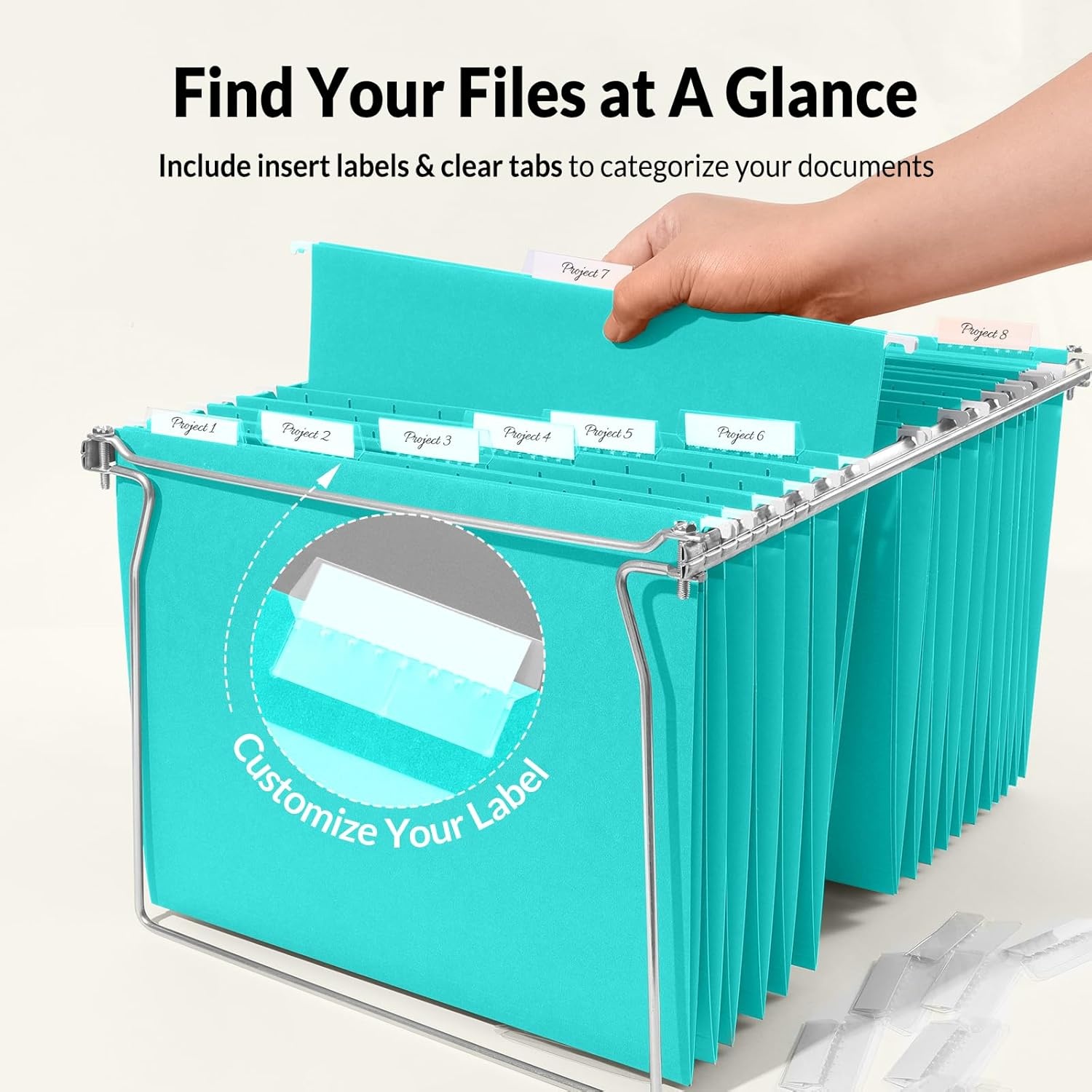 image:imageSUNEE Hanging File Folders 25 Pack Letter Size Hanging File Folders with 15Cut Tabs Ideal for Home and Office Organization and Papers ClassificationOrangeTeal