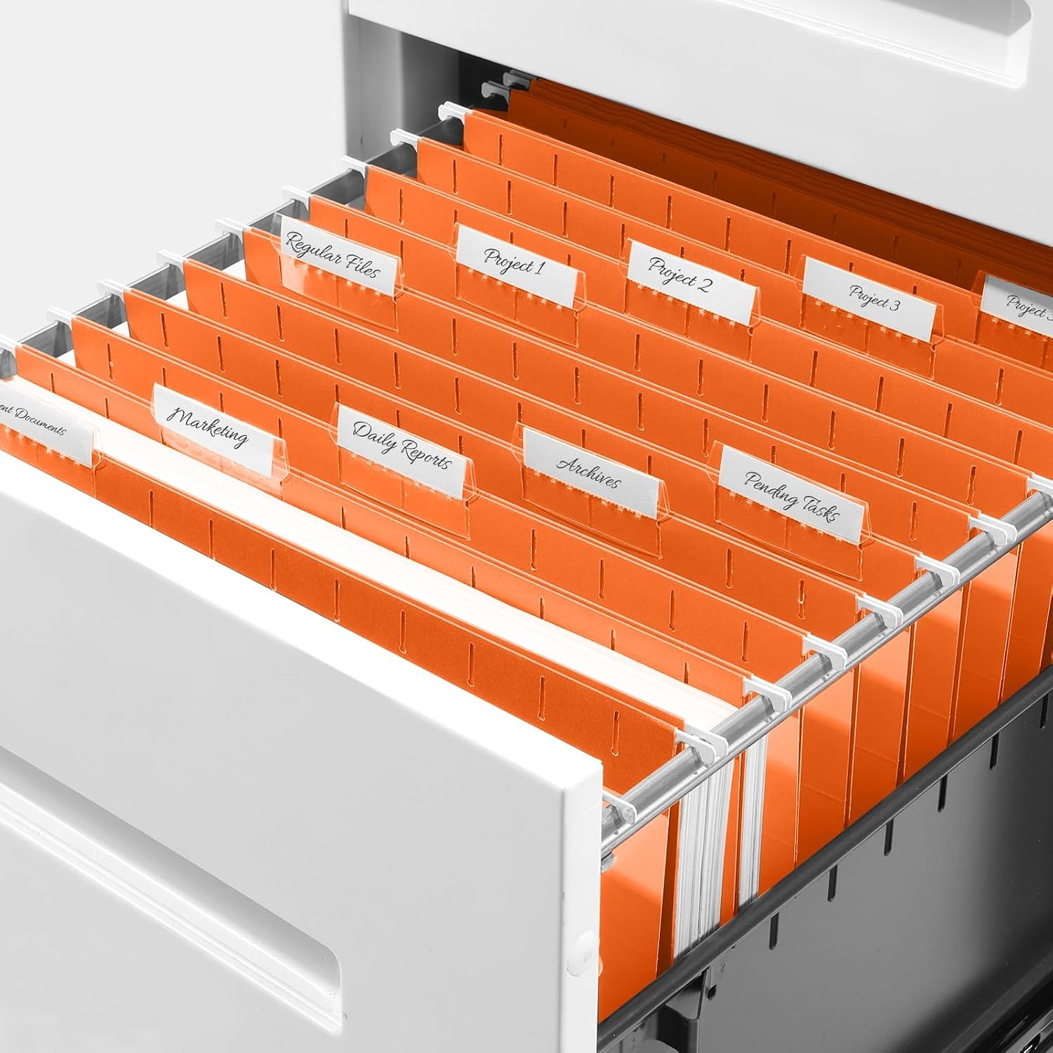 image:imageSUNEE Hanging File Folders 25 Pack Letter Size Hanging File Folders with 15Cut Tabs Ideal for Home and Office Organization and Papers ClassificationOrangeOrange