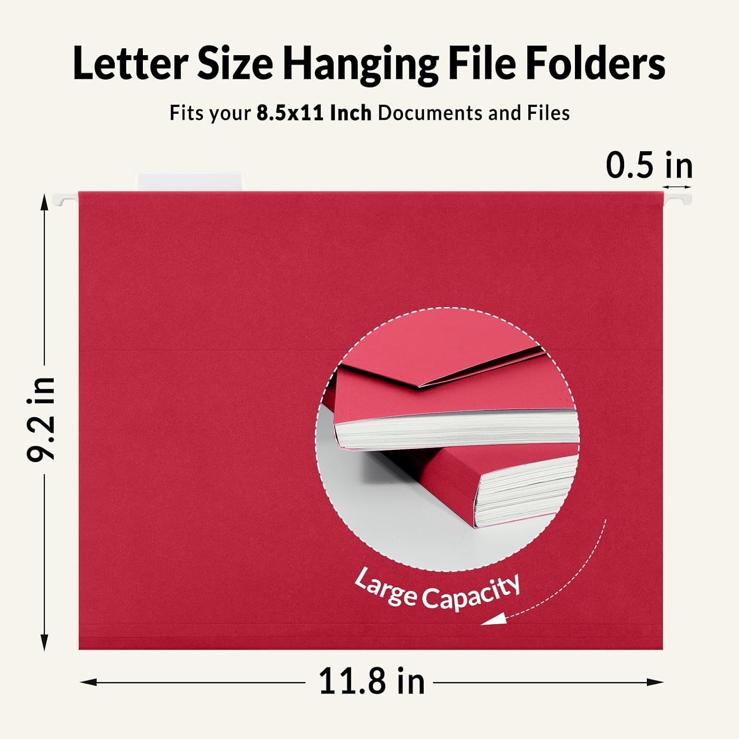 image:imageSUNEE Hanging File Folders 25 Pack Letter Size Hanging File Folders with 15Cut Tabs Ideal for Home and Office Organization and Papers ClassificationOrangeRed
