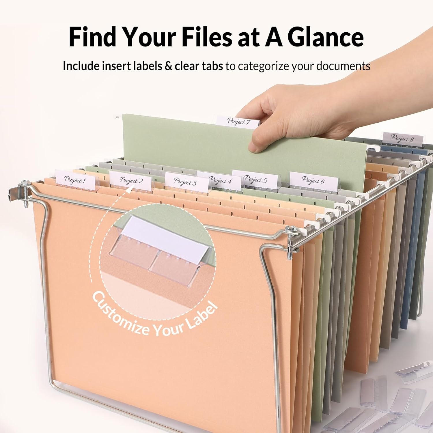image:imageSUNEE Hanging File Folders 25 Pack Letter Size Hanging File Folders with 15Cut Tabs Ideal for Home and Office Organization and Papers ClassificationOrangePastel Colors