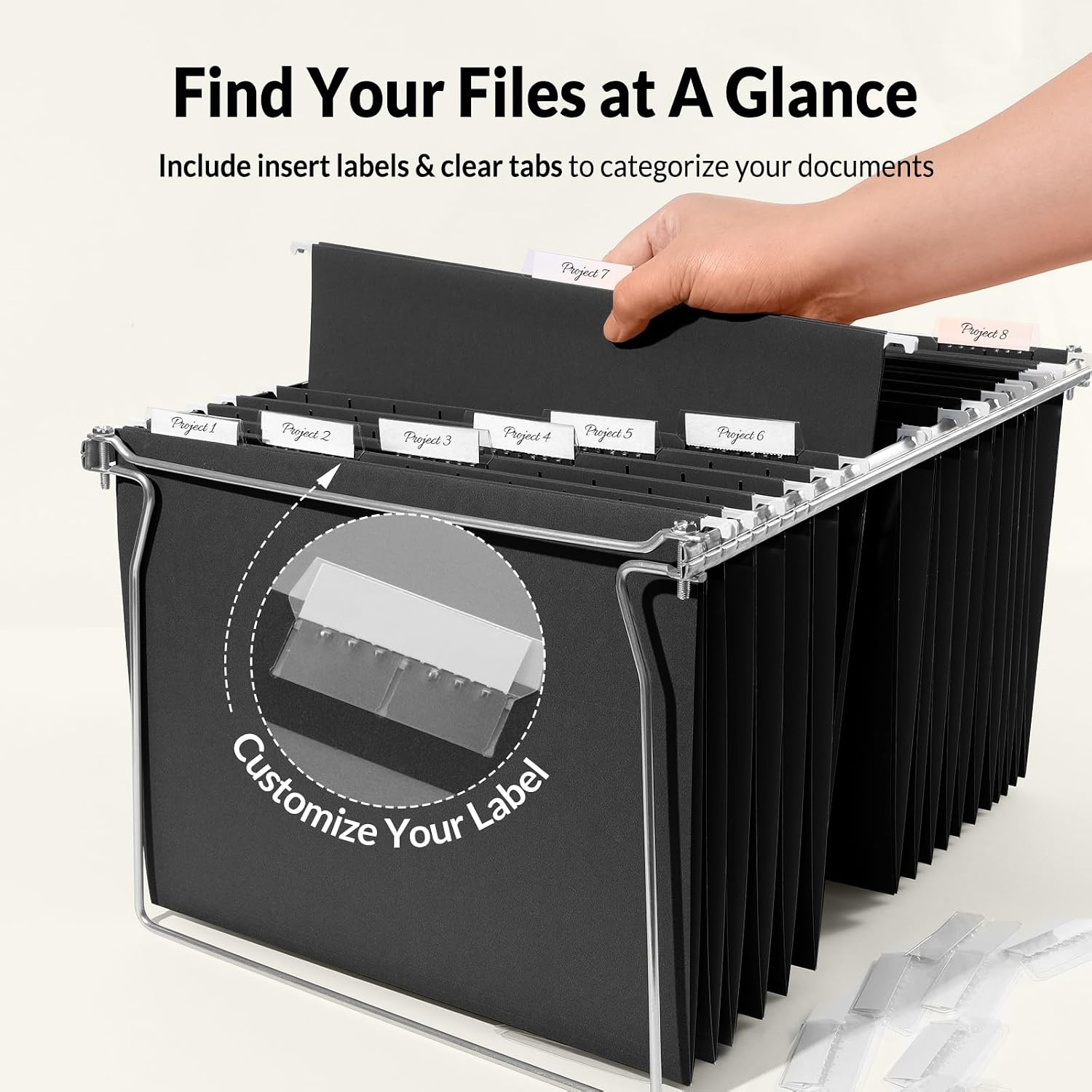 image:imageSUNEE Hanging File Folders 25 Pack Letter Size Hanging File Folders with 15Cut Tabs Ideal for Home and Office Organization and Papers ClassificationOrangeBlack