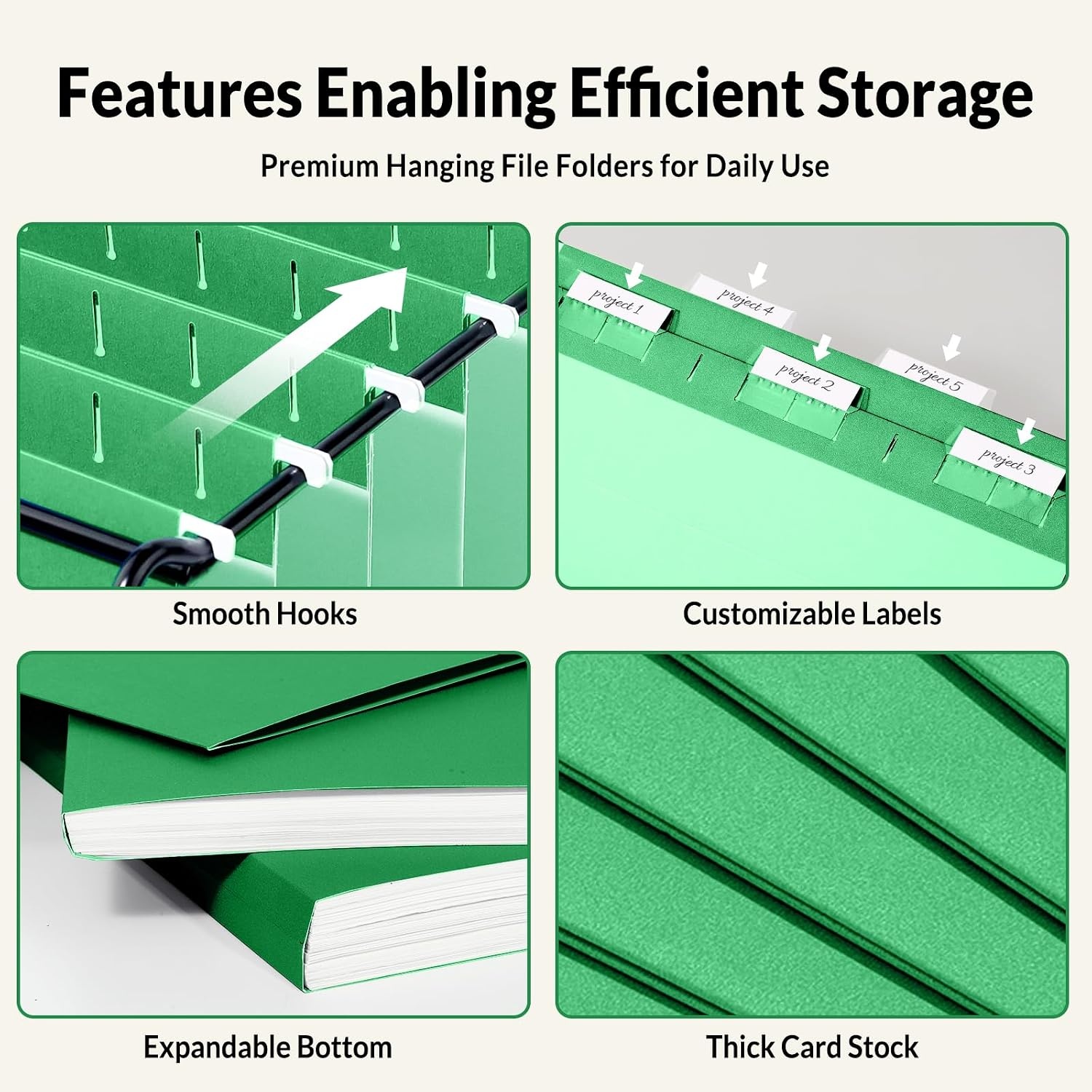 image:imageSUNEE Hanging File Folders 25 Pack Letter Size Hanging File Folders with 15Cut Tabs Ideal for Home and Office Organization and Papers ClassificationOrangeGreen