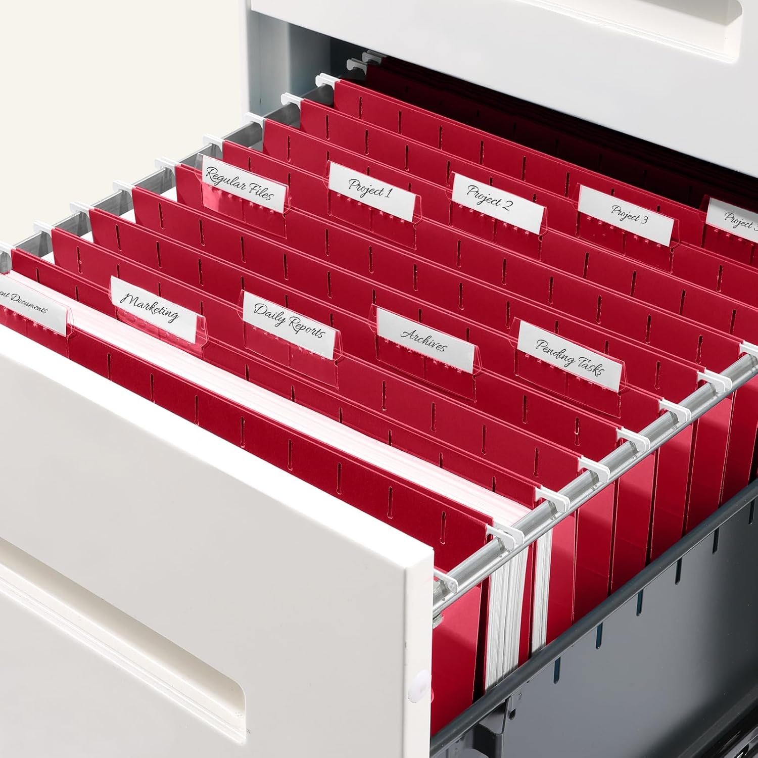 image:imageSUNEE Hanging File Folders 25 Pack Letter Size Hanging File Folders with 15Cut Tabs Ideal for Home and Office Organization and Papers ClassificationOrangeRed