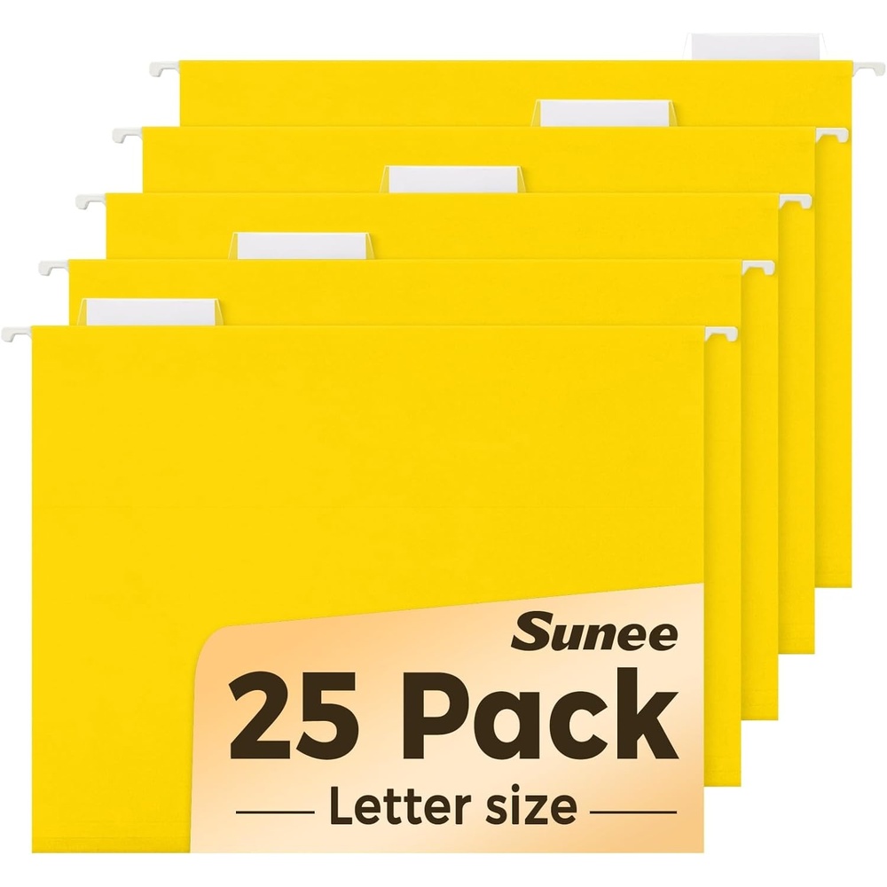 image:imageSUNEE Hanging File Folders 25 Pack Letter Size Hanging File Folders with 15Cut Tabs Ideal for Home and Office Organization and Papers ClassificationOrangeYellow