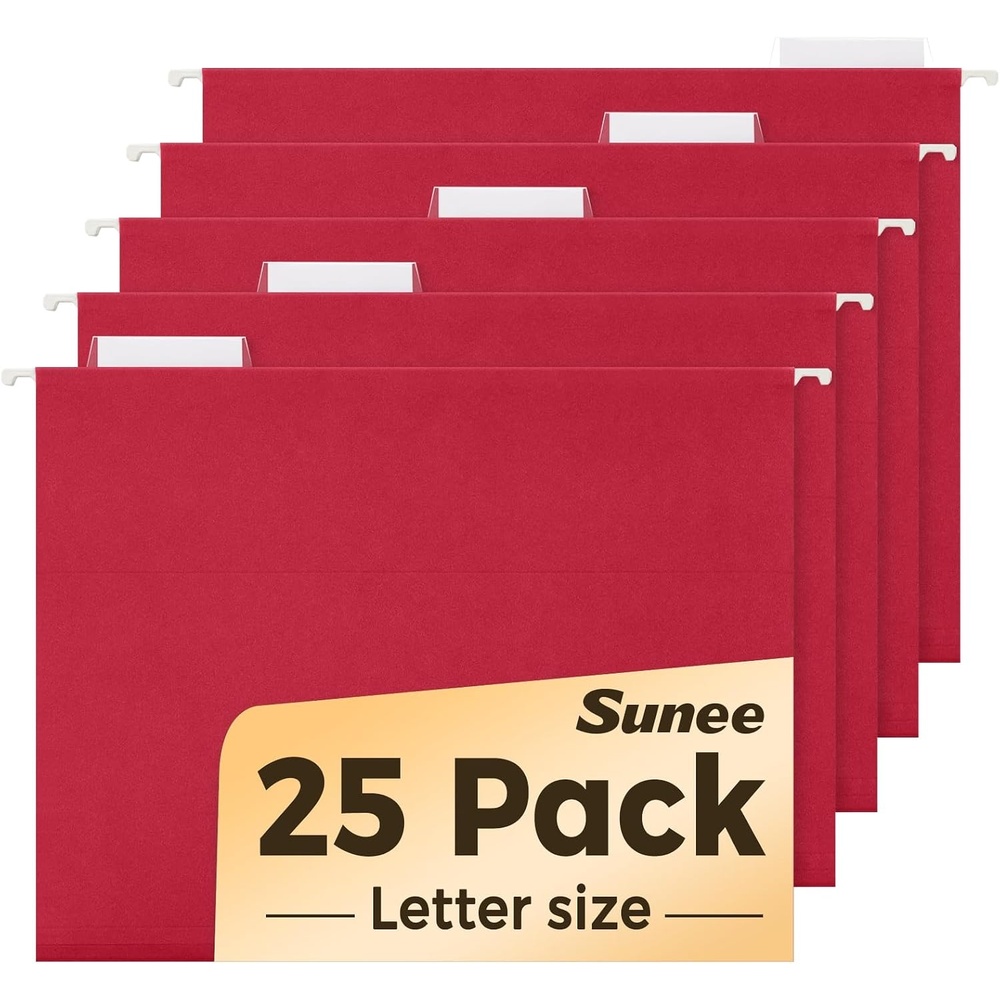 image:imageSUNEE Hanging File Folders 25 Pack Letter Size Hanging File Folders with 15Cut Tabs Ideal for Home and Office Organization and Papers ClassificationOrangeRed