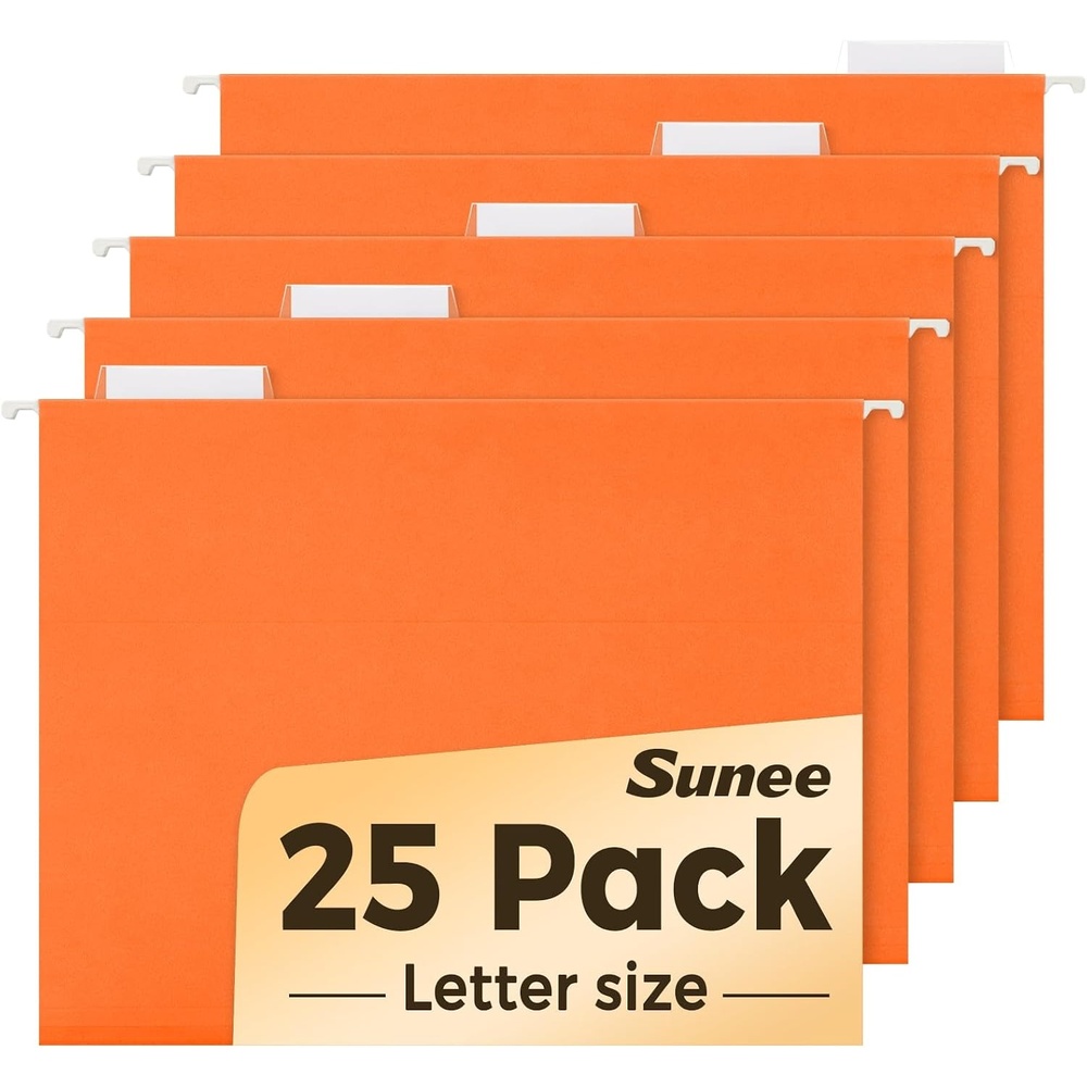 image:imageSUNEE Hanging File Folders 25 Pack Letter Size Hanging File Folders with 15Cut Tabs Ideal for Home and Office Organization and Papers ClassificationOrangeOrange