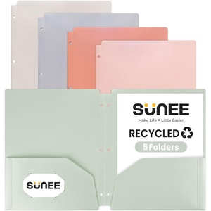 image:imageSUNEE 3Hole Pocket Folders  5 Pack Assorted Colors Recycled Plastic 3Ring Binder Folders with Pockets for Kids Students Teachers OfficeVintage Colors