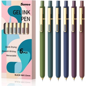 image:imageSUNEE Gel Pens 6 Pack 05mm Pens Fine Point Smooth Writing Pens with QuickDry Black Ink Cute Aesthetic School Office NoteTaking Pens for Journaling  VintageVintage  6 Colors