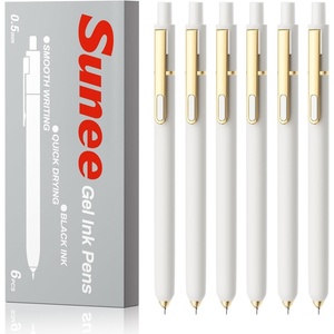 image:imageSUNEE Gel Pens 6 Pack 05mm Pens Fine Point Smooth Writing Pens with QuickDry Black Ink Cute Aesthetic School Office NoteTaking Pens for Journaling  VintageWhite