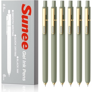 image:imageSUNEE Gel Pens 6 Pack 05mm Pens Fine Point Smooth Writing Pens with QuickDry Black Ink Cute Aesthetic School Office NoteTaking Pens for Journaling  VintageGreen