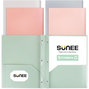 image:imageSUNEE Pocket Folders with Prongs5 Pack Vintage Colors Recycled Plastic Folders with Pockets and Prongs Fit Letter Size Poly Folders with Pockets for School Office HomeVintage Colors
